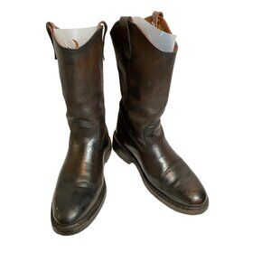 Vtg. Mason Boot Brown Leather Cowboy Boots Rugged Western Style Mens Sz 8.5 D